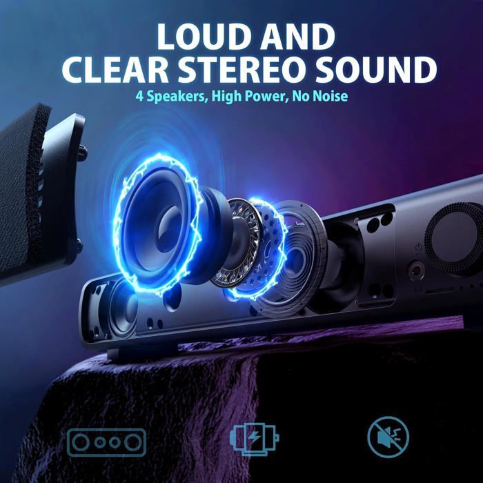 Soundbar - WOOPSO - YXSM8030BT - HiFi Stereo Sound - USB and AUX - Black