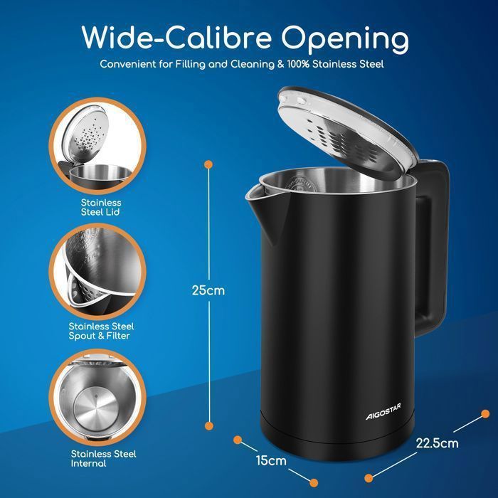Aigostar Bouilloire Électrique Intelligente 1.7L Cool Touch, température réglable, Alexa et Google Home, Maintien Chaud Jusqu'à 24H