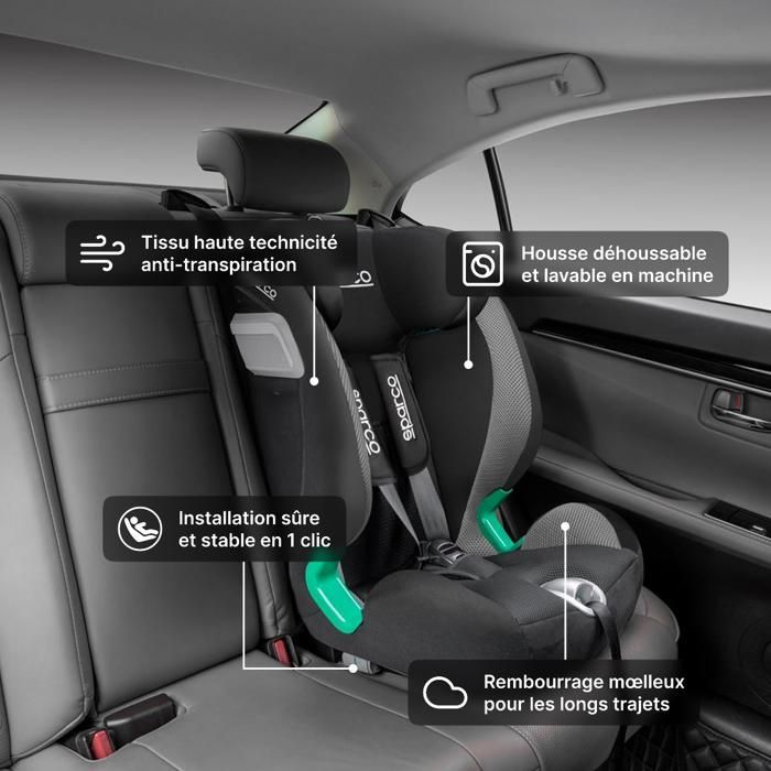 Seggiolino auto Sparco ISOFIX per bambini 76-150 cm, omologato ECE R129