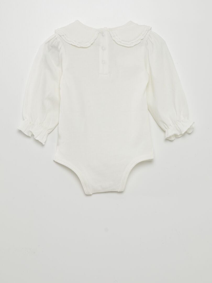 Bodysuit met gekruiste halslijn - WIT