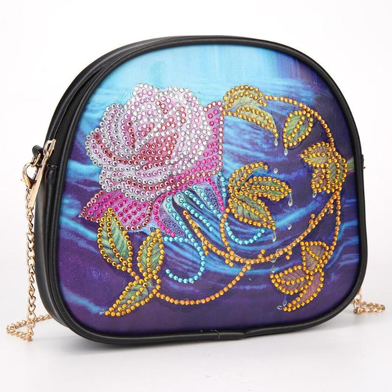 Sac bandoulière en cuir à chaîne, style diamant, avec motif diamant à faire soi-même. Sac à main/mini sac à chaîne.