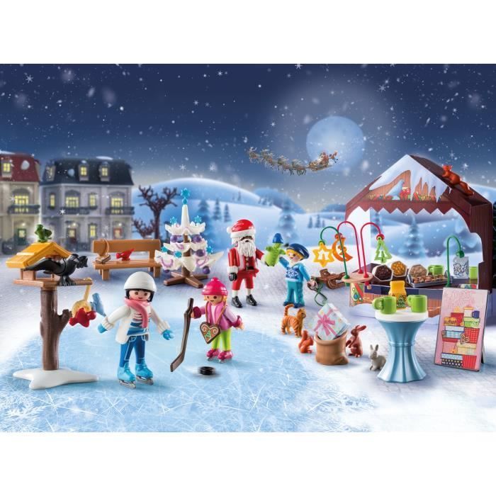 PLAYMOBIL 71472 Calendrier de l'Avent Marché de Noël, 24 surprises, 84  pièces, Dès 4 ans