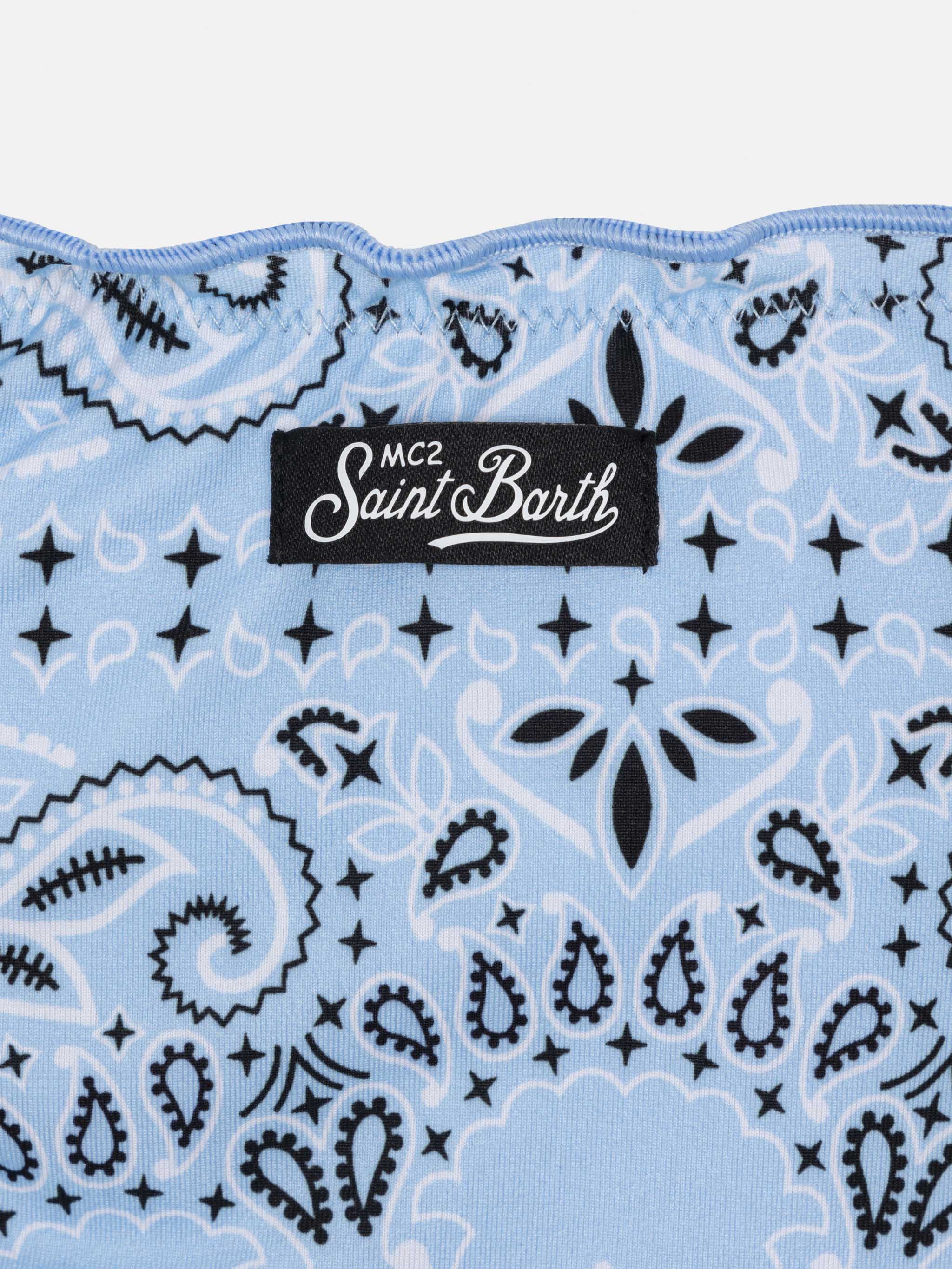 Bikini een klassieke triangolo Cris con stampa bandana azzurra