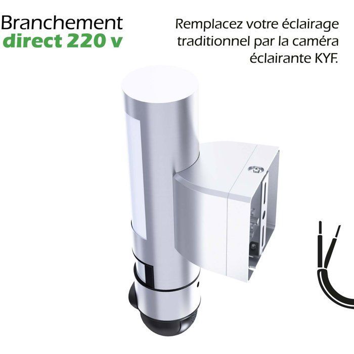 Telecamera da esterno - KYF - Connessione Wi-Fi - Rotante - Cablata - 220V - Illuminazione LED da 1600 lumen