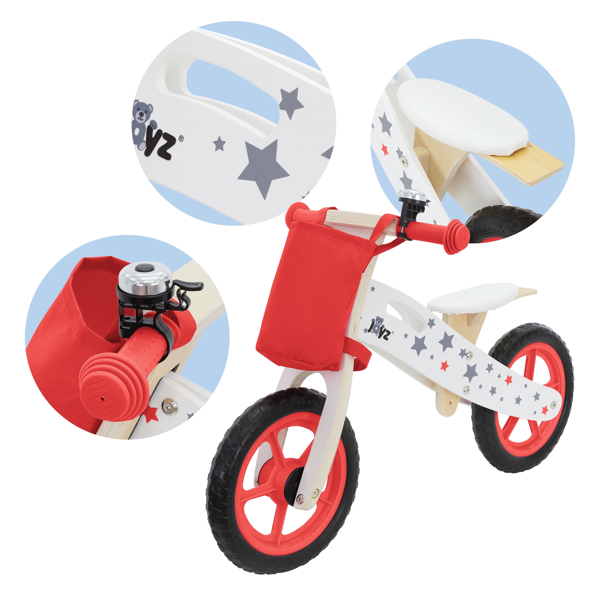  Bicicleta de madeira Joyz para crianças a partir de 2 anos com assento ajustável.
