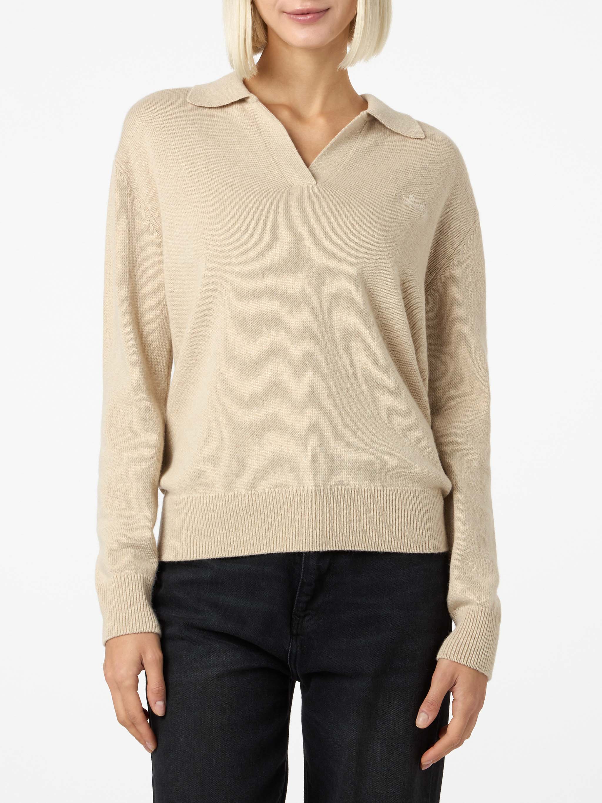 Eze beige damestrui met polokraag