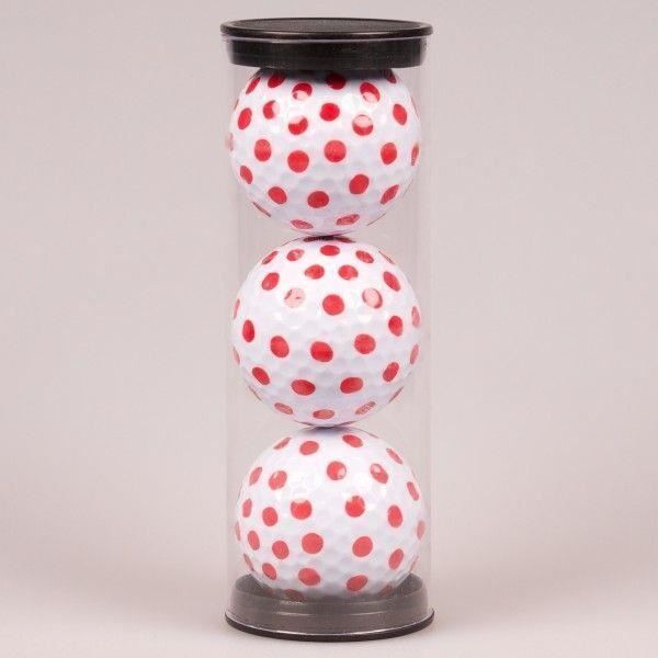 Lot de 3 balles de golf fantaisie point rouge Legend