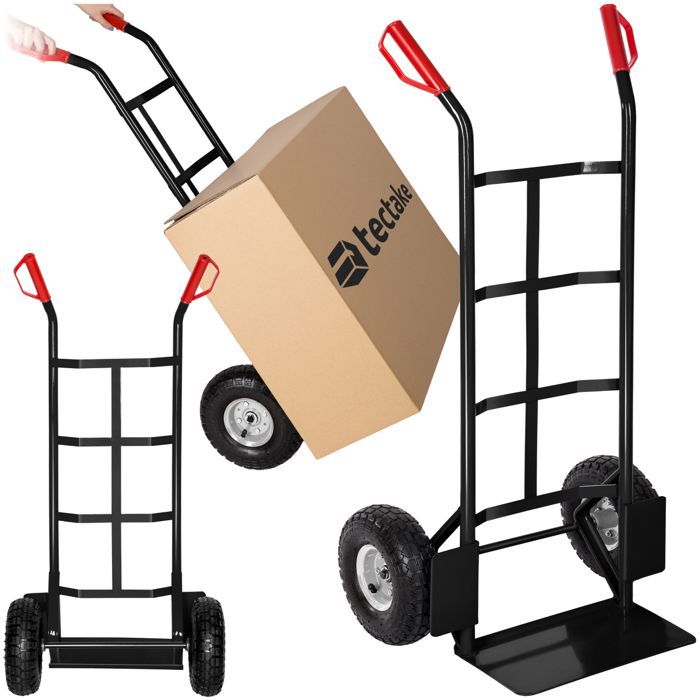 Sackkarre – TECTAKE – Stabile Sackkarre mit Stahlrahmen und Kunststoffgriffen, 200 kg Tragkraft – Schwarz