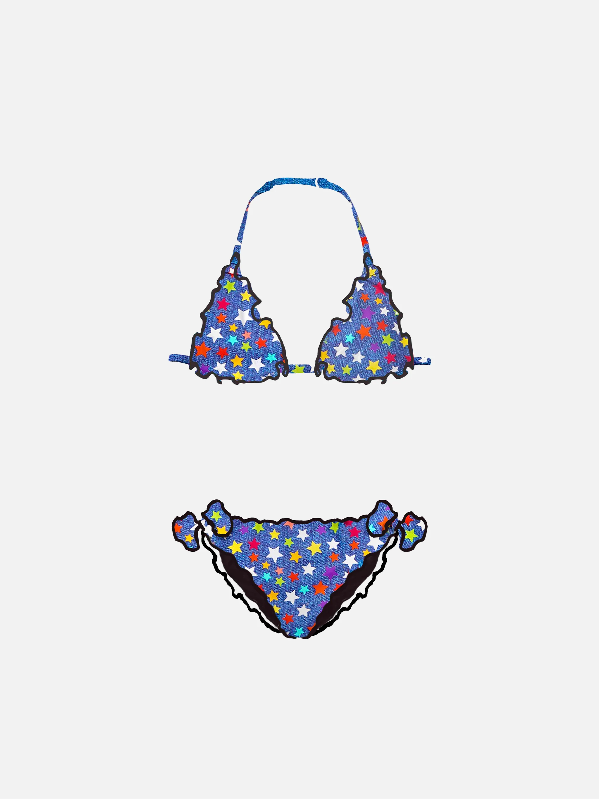 Triangelbikini voor meisjes met sterrenprint