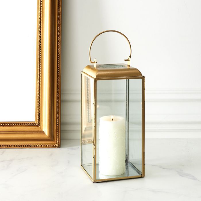 Lantern - Home Deco Factory - Gold Metal - Glass - Gold and Clear