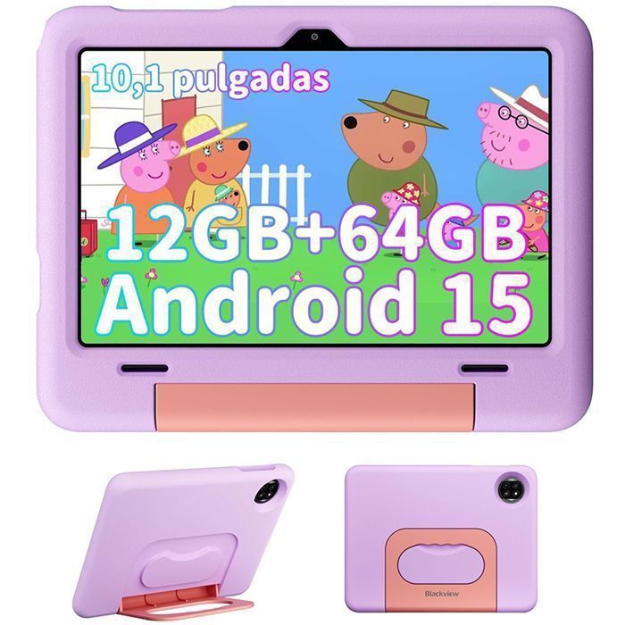Tablette Tactile Enfants-BLACKVIEW Tab 20 Kids- Android 15-10 Pouces-12Go RAM-64Go ROM,6600 mAh,Contrôle Parental, Face ID- Violet