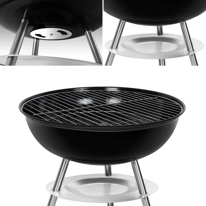 SunJas Barbecue à Charbon avec Couvercle BBQ Grill Portable pour Jardin Balcon- Rond φ33CM