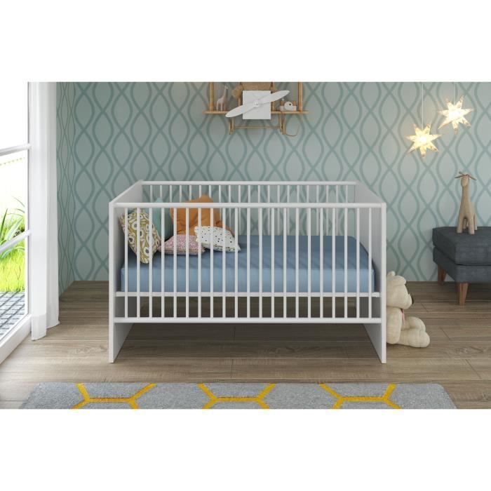 Conjunto para Quarto de Bebê: Berço 70 x 140 cm + Trocador NIKO - Branco - TREND TEAM