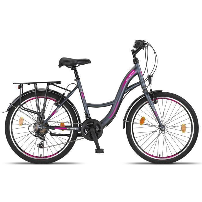 Licorne Bike Stella Premium City Bike 24,26 et 28 pouces – Vélo hollandais, Garçon [24, Anthracite]