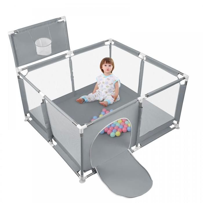 Box per bambini - XUANYU - Con ventose + porta con cerniera + palline da spiaggia - Box per bambini per interni ed esterni - Grigio scuro