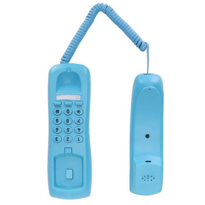 Teléfono fijo KXT628, teléfono de pared para hotel, teléfono de oficina con cable y función de auricular, etiqueta azul.