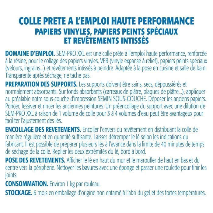 Lot de 2 colles papiers peints en pâte Semin Pro XXL - prêt à l'emploi - pot de 5 kg