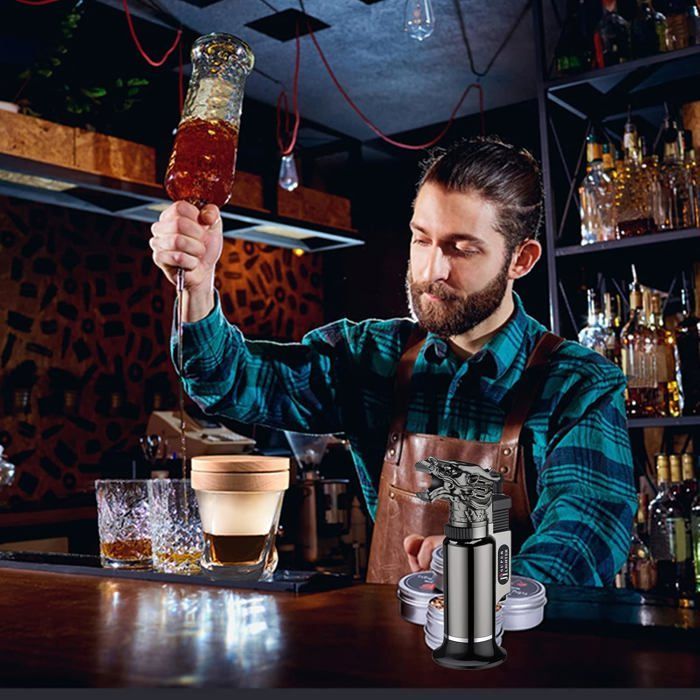 Kit de fumage pour cocktails - SWAPY - Infuseur à fumage - Filtre en acier inoxydable - Torche à butane