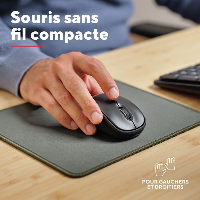 Trust Ymo II Pack Clavier et Souris sans Fil AZERTY Français Silencieux, Touches Plates Flottantes, Résistant aux Éclaboussures