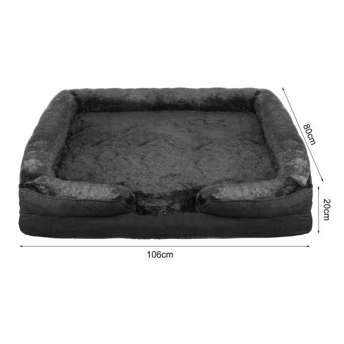 Lit pour chien grand KEDIA - Capacité de charge 50kg - Coton noir 106*80*20cm
