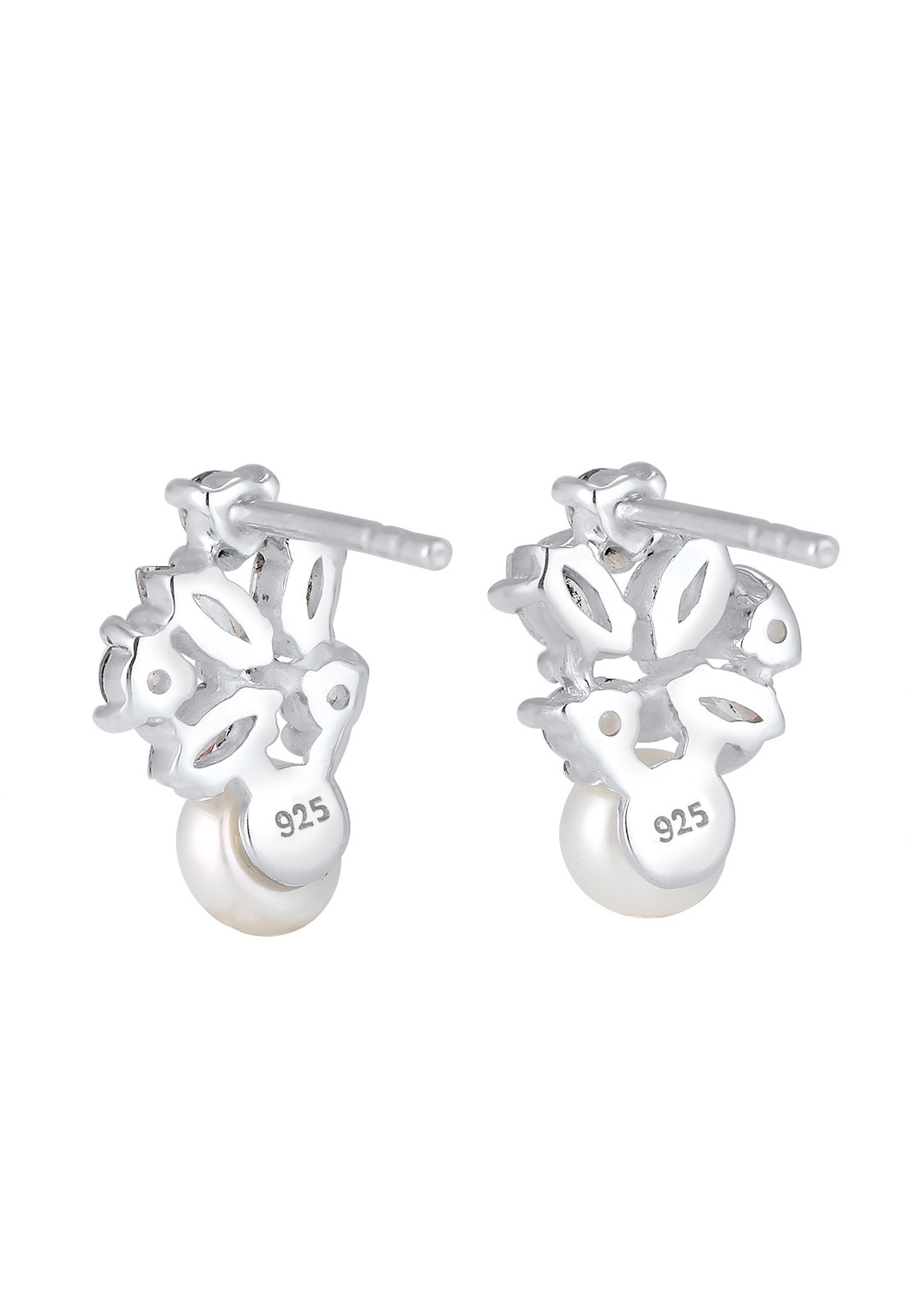 Elli PREMIUM Perle de Culture d'Eau Douce Floral Zircone Marquise 925 argent