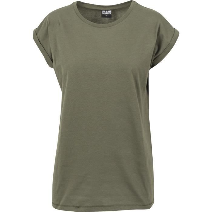 T-shirt da donna - Urban Classics - Spalle allungate - Verde - Maniche lunghe - Girocollo