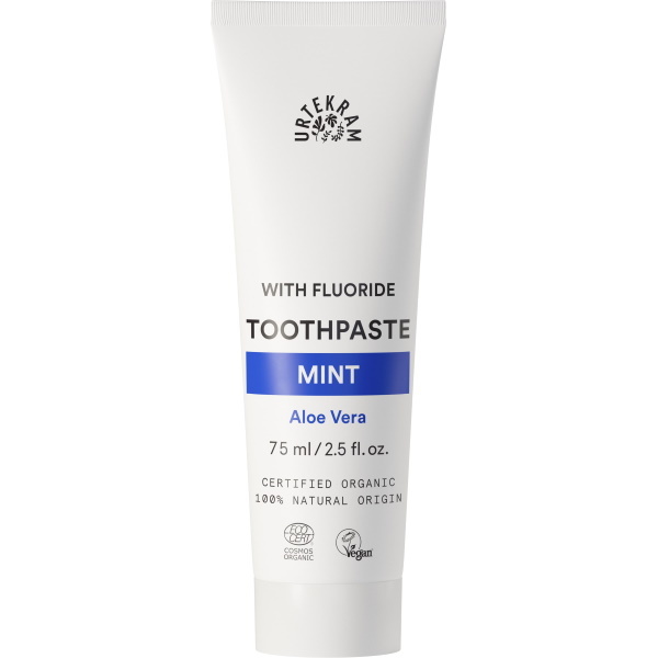 Οδοντόκρεμα Urtekram με βιολογική μέντα και φθόριο - 75ml