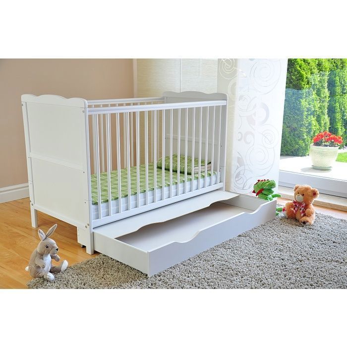 Omvormbaar babybedje met aloë vera-matras, veiligheidshekjes, in hoogte verstelbaar, 120 x 60 cm - Wit