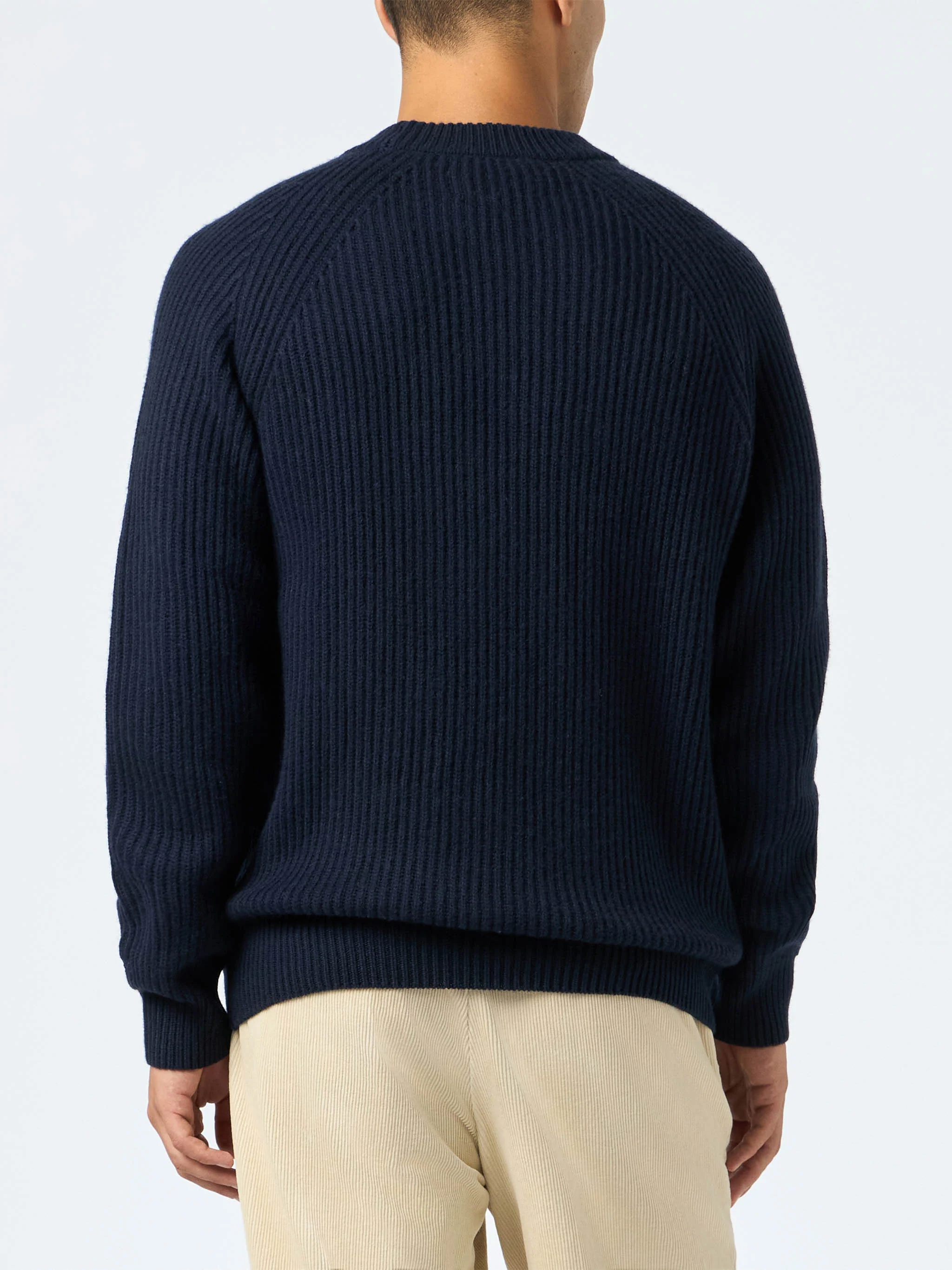 Herren-Rippstrickpullover in Marineblau