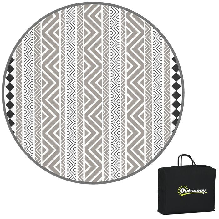 Outsunny - Alfombra de exterior - PP - 180x180x0,3cm - Gris oscuro, blanco y negro