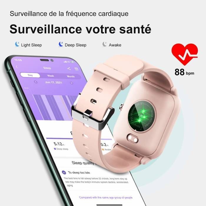 Smartwatch GPS Sport Montre Connectée Femme Homme Enfant IOWODO R3 1,3