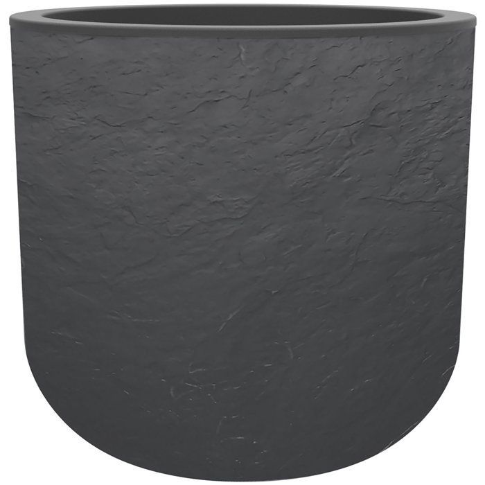 Maceta redonda - EDA - Volcania Up - 32,5 L - Interior/Exterior - Acabado piedra - Ø 38,5 x H. 36,8 cm - Gris antracita