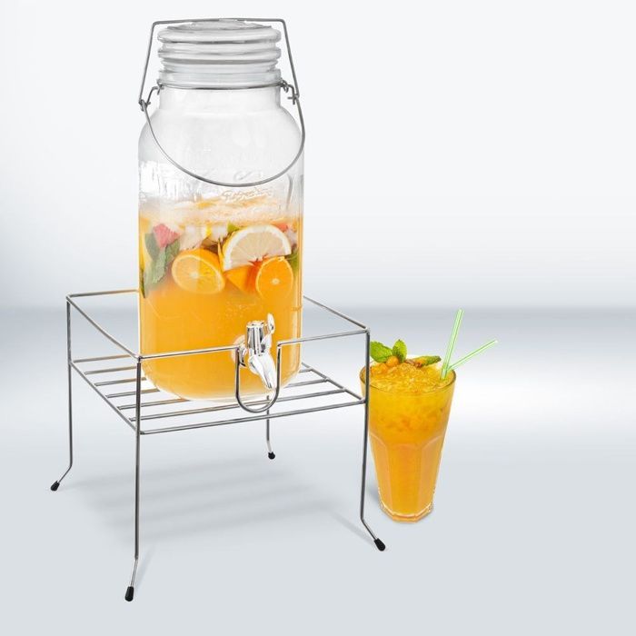 Jar stand with tap - ORION - Chrome-plated steel - 20.5x20.5 cm - 3 to 8 liters - Non-slip feet
