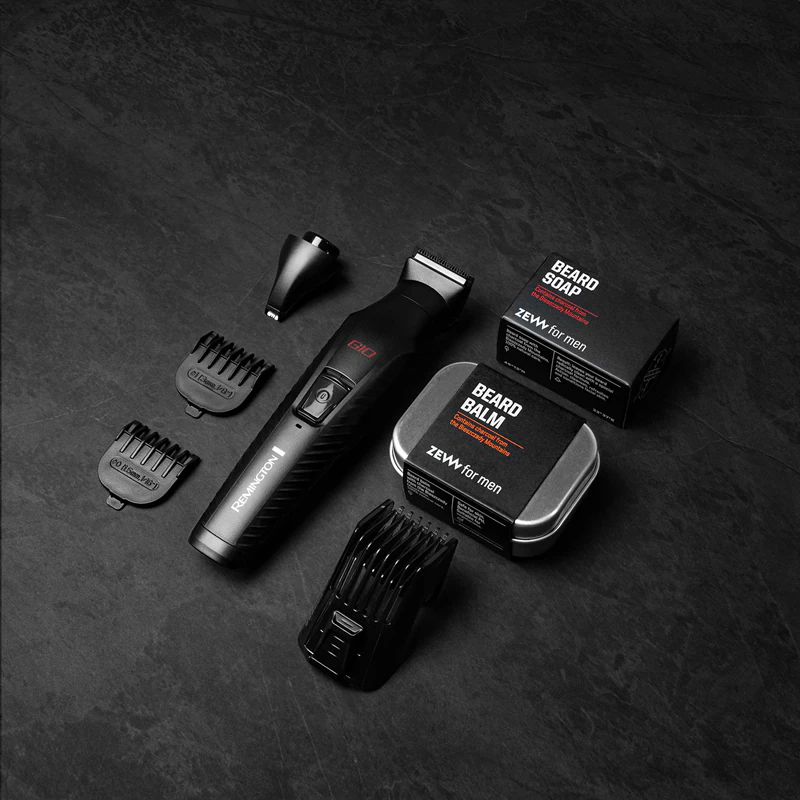 Kit de aparador de barba e corpo Zew For Men Remington G10 Graphite