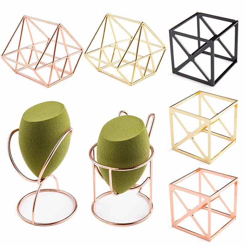Étui de beauté de styles variés, étagère pour éponges à maquillage, plateau de rangement, support de séchage en métal, outils de maquillage, support pour étagère de beauté