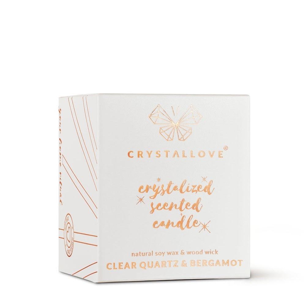 Crystallove Candle, číra kremeňová sójová sviečka a bergamot - 1 kus