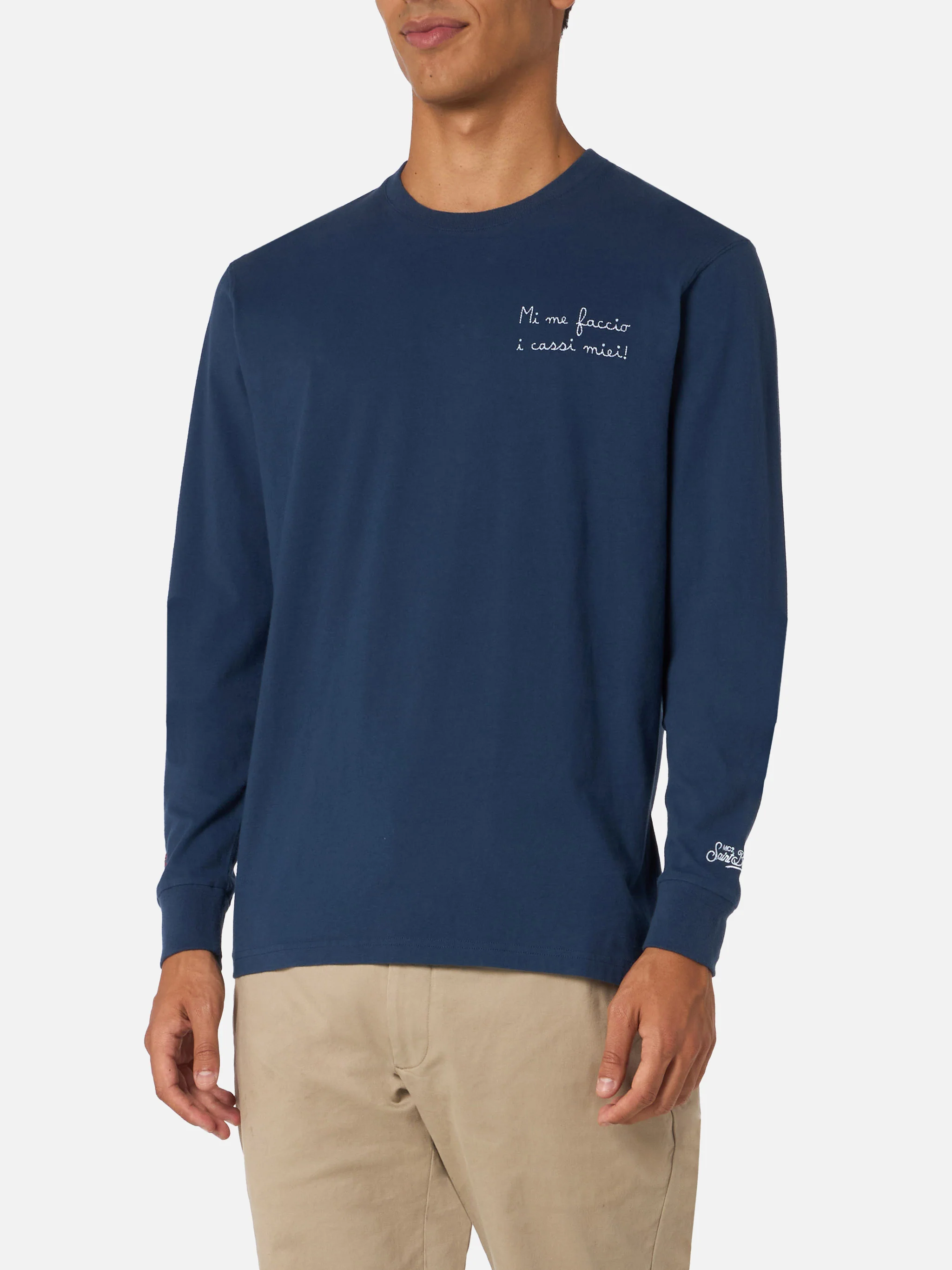 Camiseta azul Luton para hombre con bordado 
