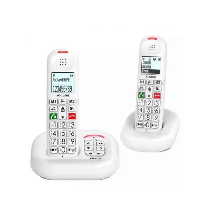 Teléfono inalámbrico Alcatel Duo DECT blanco - XL685VOICEDUOBLANC
