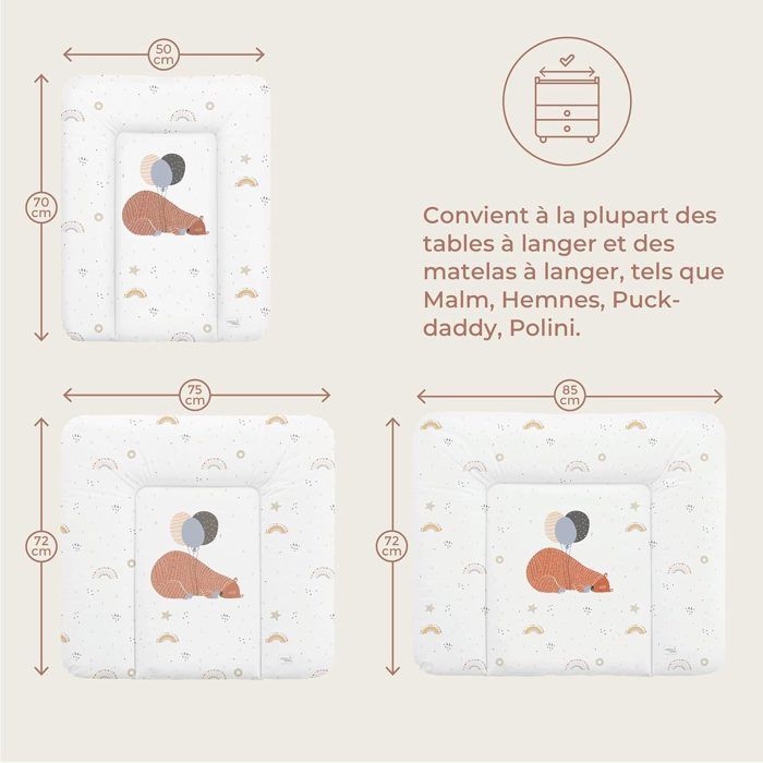 Fasciatoio Ceba Baby spesso e lavabile - Happy Safari, 75x70 cm - Certificato Oeko-Tex, impermeabile