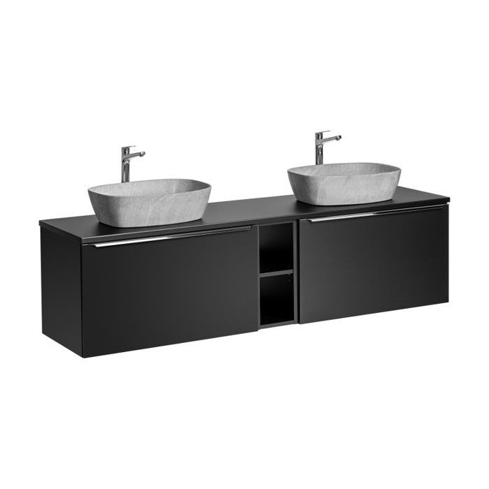 Badkamerset - GENERIC - Rosario Zwart - Dubbele wastafels - 180 cm - Modern design