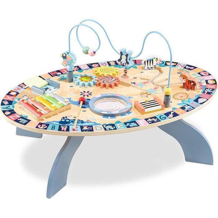 Table Multi-jeux- Table d'activités éducative  7 en 1 Musicale - Jouet Montessori Multifonctionnel Sensoriel - Labyrinthe