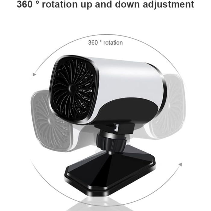 Mini ventilateur portable pour pare-brise de voiture 12V 150 W, Chauffage et refroidissement rapides, Avec ventouse