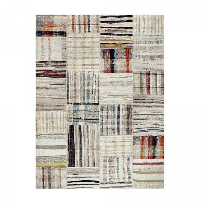Tapete quadrado berbere 160x160 com motivos tribais LYN8 MARO bege