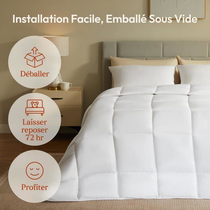 Edredón CASABEL de 240x260 cm, poliéster de 450 g/m², apto para las 4 estaciones - Transpirable, termorregulador, lavable.