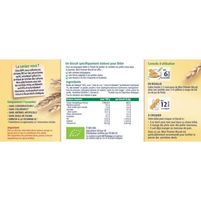 Hipp Bio Mon Goûter Plaisir Mon Premier Biscuit +6m 180g