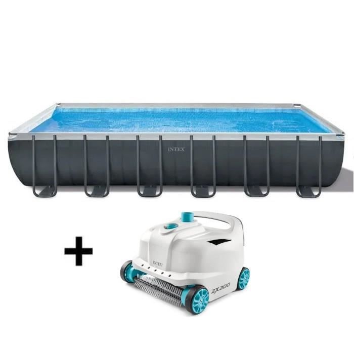 Kit de piscina desmontable tubular Intex Ultra XTR - 732 x 366 x 132 cm - Rectangular (Filtro de arena) + Limpiador robótico de piscinas Intex