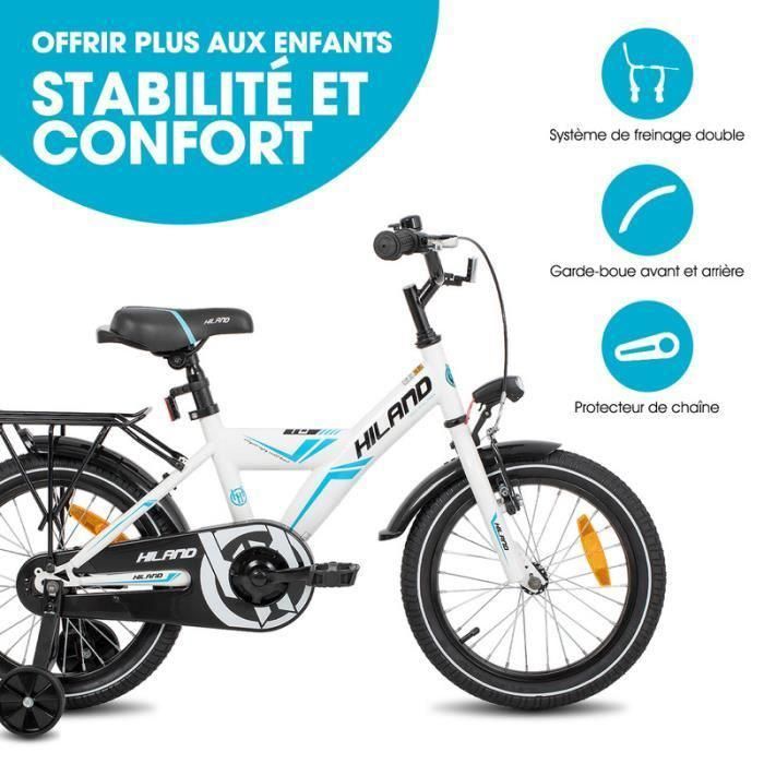 Bicicleta infantil - HILAND - 18 polegadas - Rodinhas de apoio - Selim ajustável - 90% pré-montada