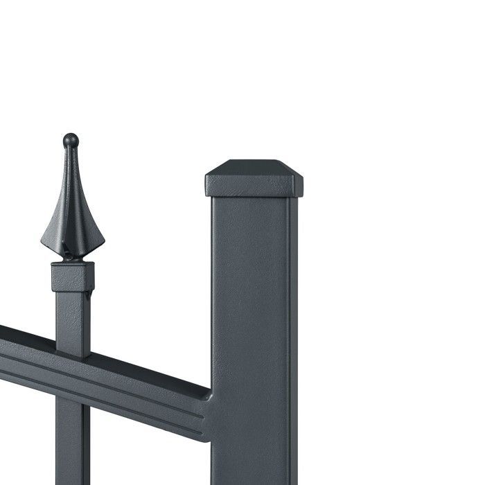 4 m langes traditionelles Aluminiumtor im Schmiedeeisen-Stil, Grau