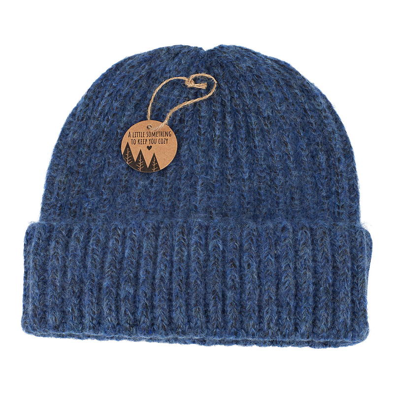 Mohair-look hatt, denimblå