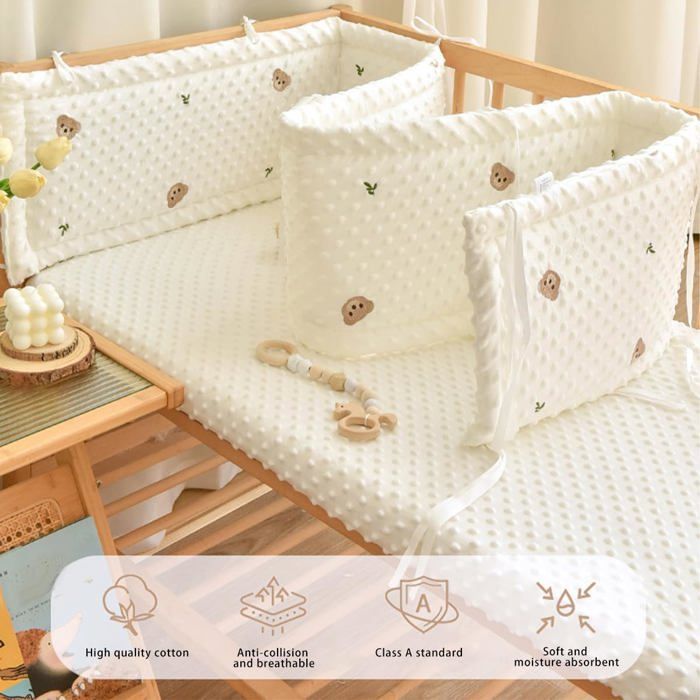 Protector de cuna, transpirable, lavable, protección completa, protector de cuna para bebés niños y niñas (240 x 28 cm)